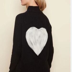 CHARLIE B Black Mock Neck Sweater with White Heart Back
